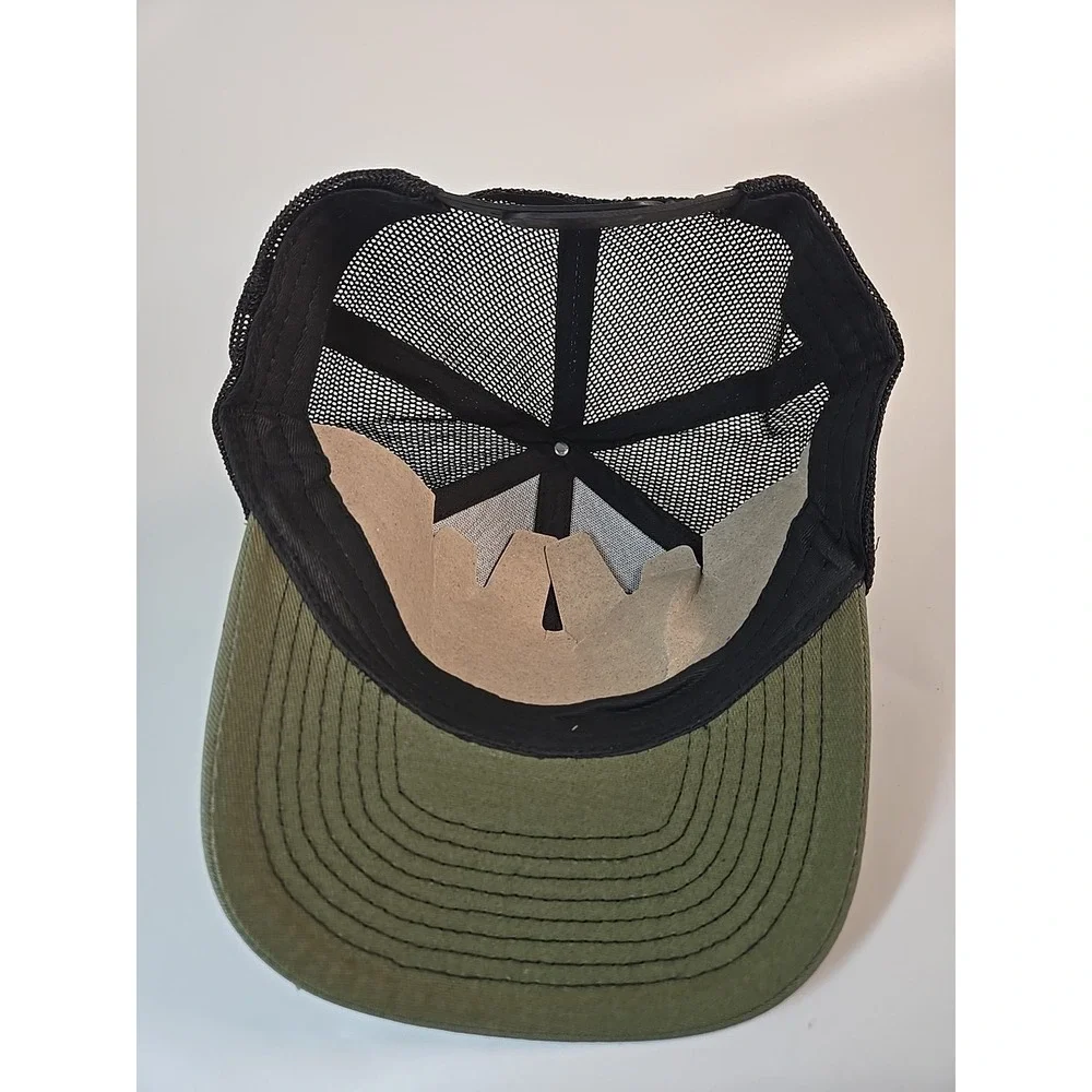 USA‎ Flag Leather Patch Tractor Trucker Hat Baseball Cap Green ~ New ~